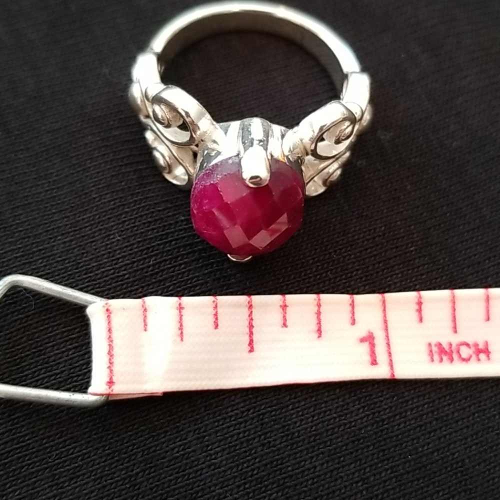 Ruby large sterling silver ring size 7.5 - Picture 2 of 6